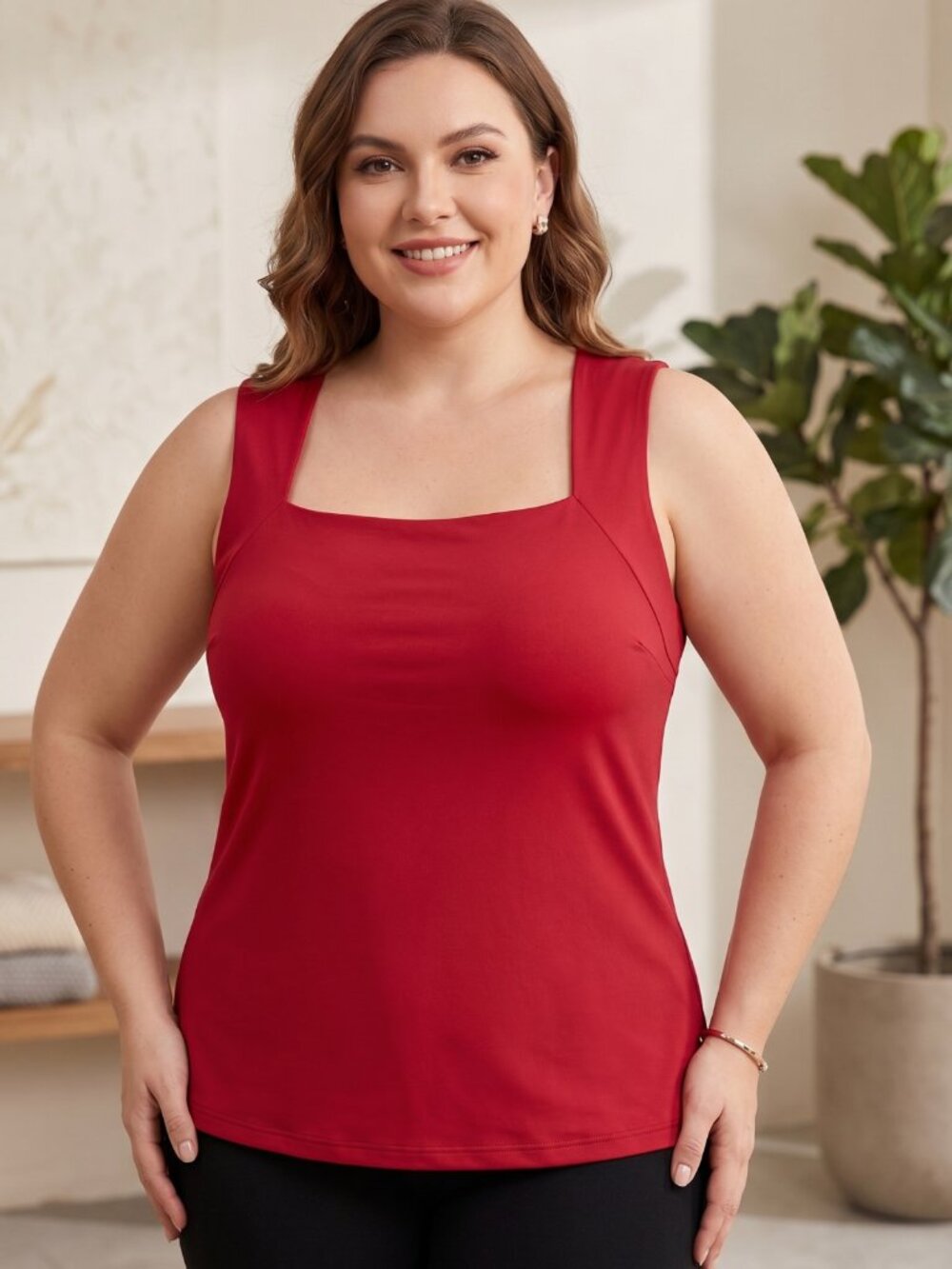 NWT Athmile Womens Red Cowl Neck Drape Front Sleeveless Tank Top Cami Size XL
